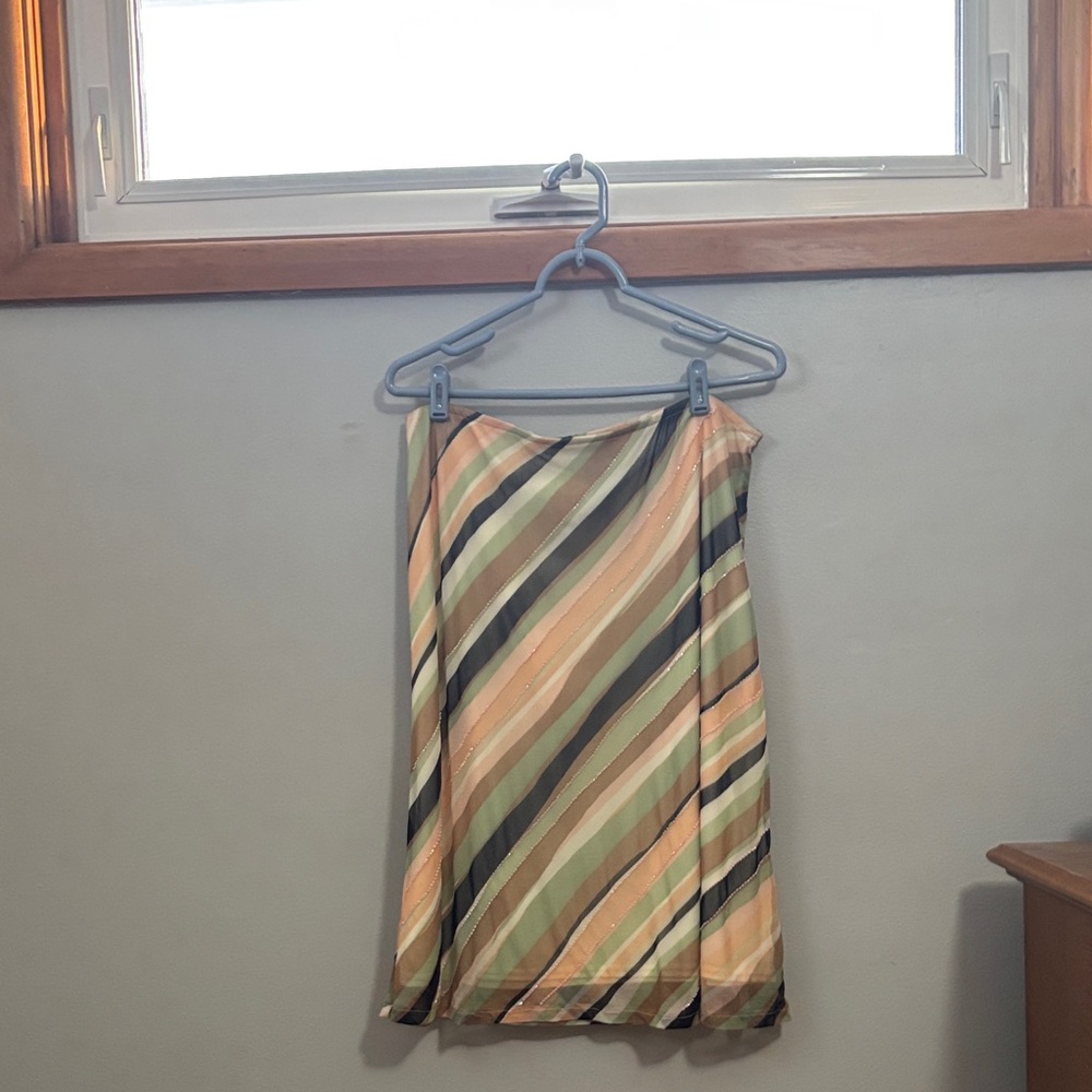 New York & Company A-Line Skirt with Multicolor Stripes